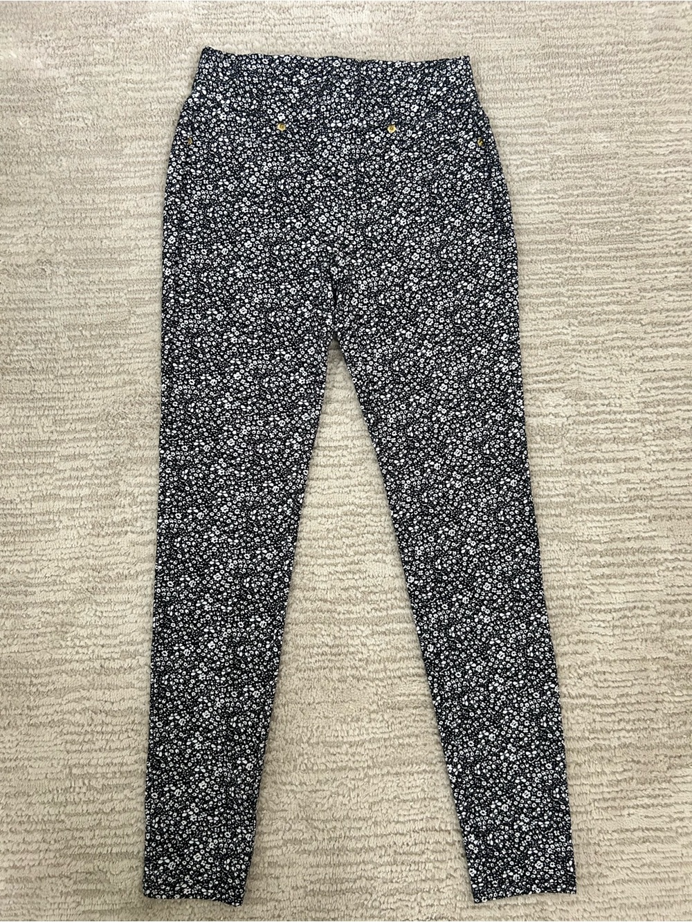 Michael Kors Black Floral Print Chinos